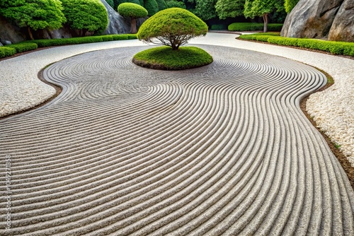 garden zen forming sand patterns raked meticulously