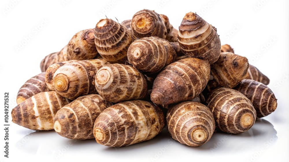Fresh harvested taro root isolated on white background Fresh harvested taro root isolated on white background