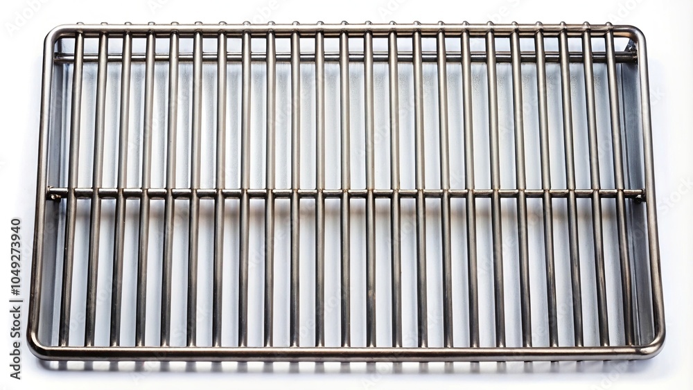 iron grill grid or bbq grate isolated on white aerial view image