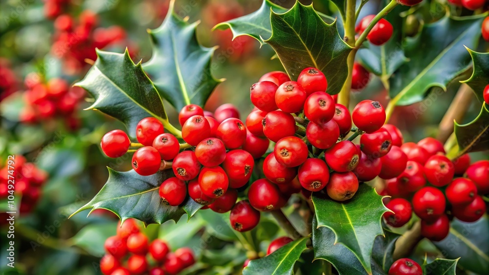 Large holy bush with red berries Large holy bush with red berries