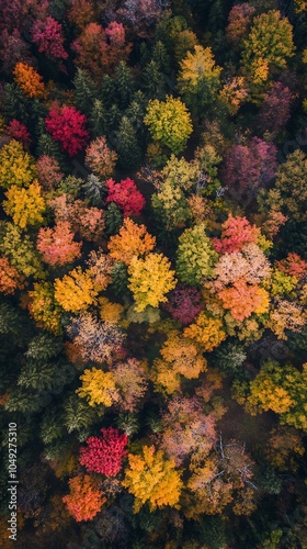 Wallpaper Mural Aerial View of Vibrant Autumn Forest with Colorful Foliage in the Heart of Nature : Generative AI Torontodigital.ca