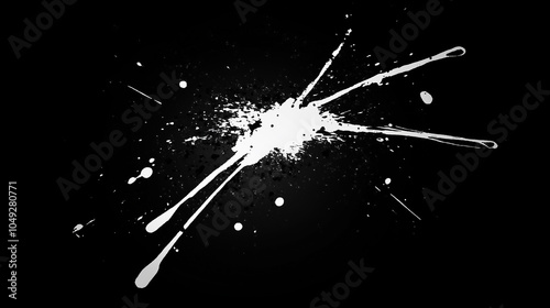 Abstract white paint splatter on black background