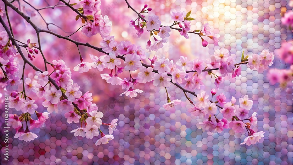 sakura blossom mosaic pattern with pink purple shades sakura blossom mosaic pattern with pink purple shades