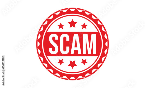 Scam Red rubber stamp on white background. Scam stamp sign. Scam stamp.