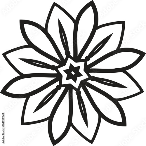 Real Flower Mandala Circular Pattern in Form of Mandala With Flower for Henna, Mehndi, Tattoo, Decoration Decorative Ornament in Ethnic Oriental Style.