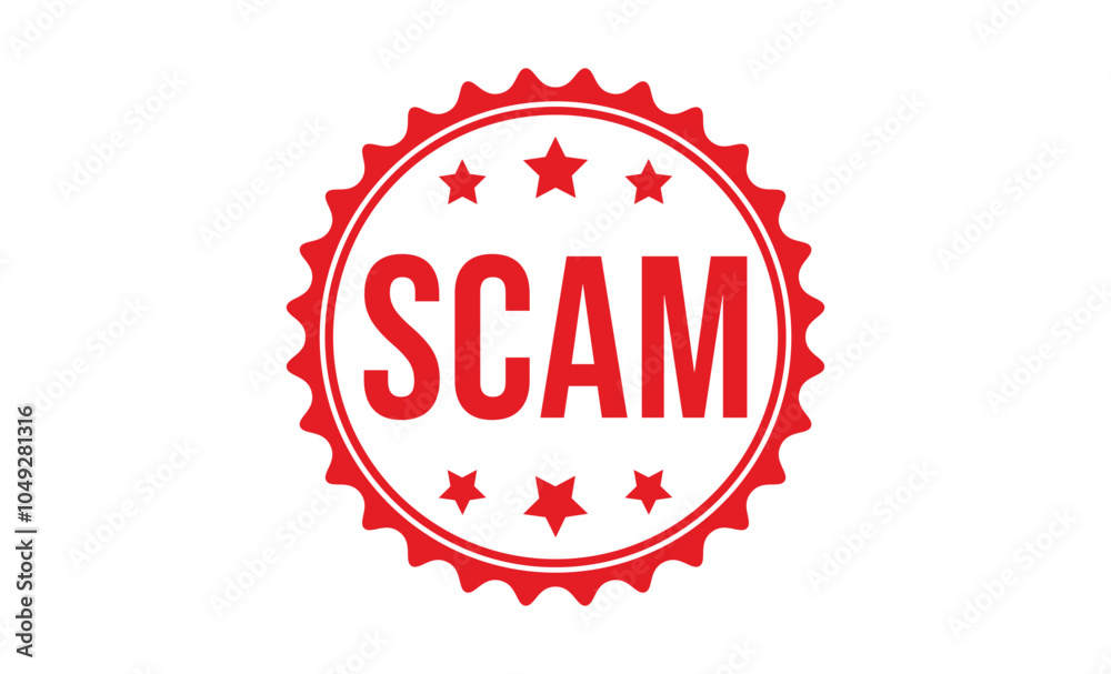 Scam Red rubber stamp on white background. Scam stamp sign. Scam stamp. Scam Red rubber stamp on white background. Scam stamp sign. Scam stamp.