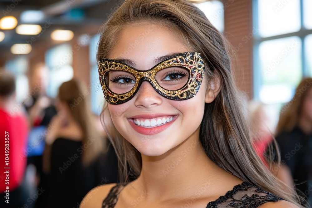A performer taking off their mask after a theater play, revealing a satisfied expression after a successful performance