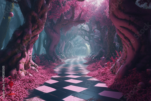An Alice in wonderland inspired fairy tale fantasy background
