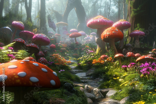 An Alice in wonderland inspired fairy tale fantasy background