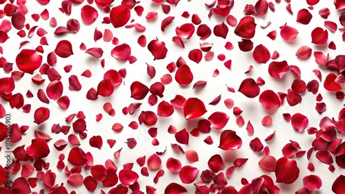 Seamless pattern of falling red rose petals isolated