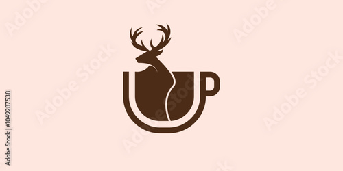 coffee cup and deer logo, with a modern concept photo