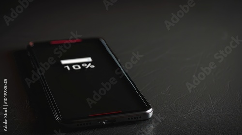 A Smartphone with a Low Battery Level Displaying 10%