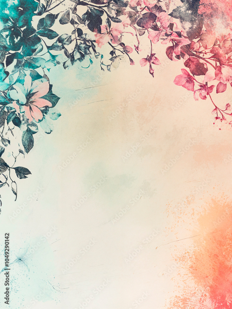 Old paper. Scrapbooking. Floral background. Frame. A lot of free space for text. Old notebook paper. Vintage letter paper. Old paper. Scrapbooking. Floral background. Frame. A lot of free space for text. Old notebook paper. Vintage letter paper.