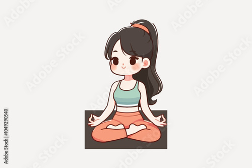 Young woman do yoga Silhouette of Yoga vector illustration.