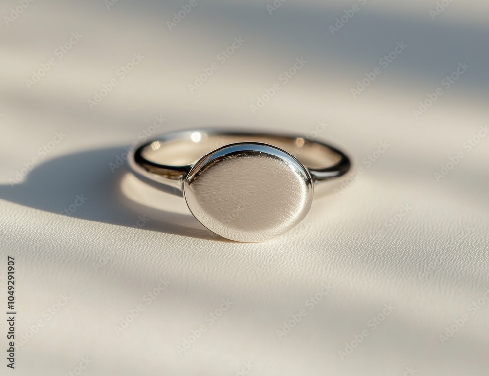 Elegant silver ring on a soft white background Elegant silver ring on a soft white background