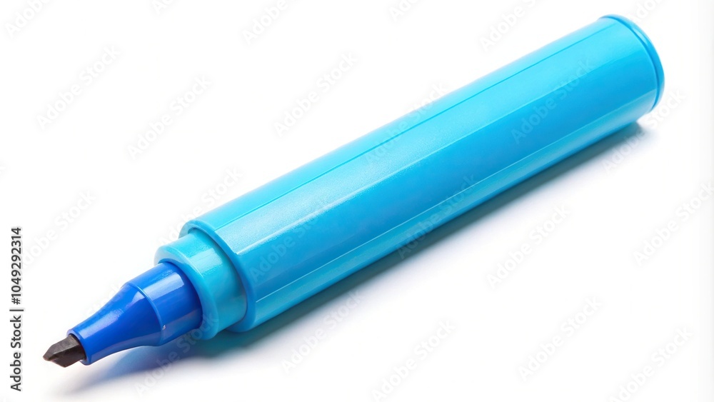 Vibrant bright blue highlighter isolated in forced perspective Vibrant bright blue highlighter isolated in forced perspective