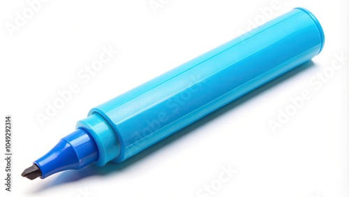 Vibrant bright blue highlighter isolated in forced perspective