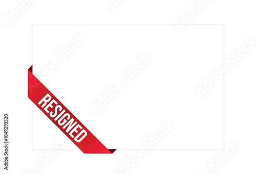 Resigned red vector banner illustration isolated on white background