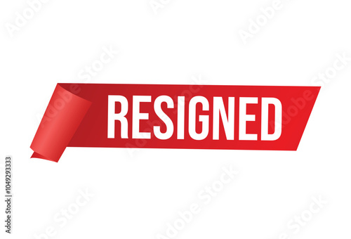 Resigned red vector banner illustration isolated on white background