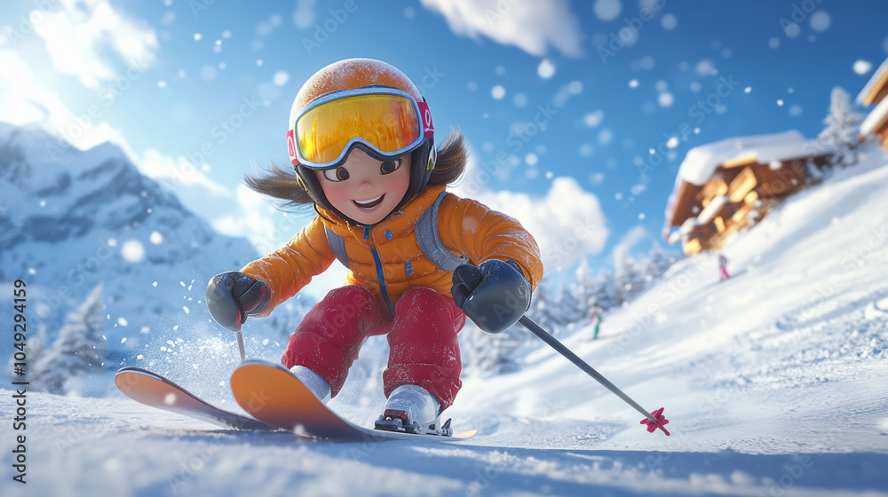 Ski enthusiasts on snow capped mountains in winter Ski enthusiasts on snow capped mountains in winter