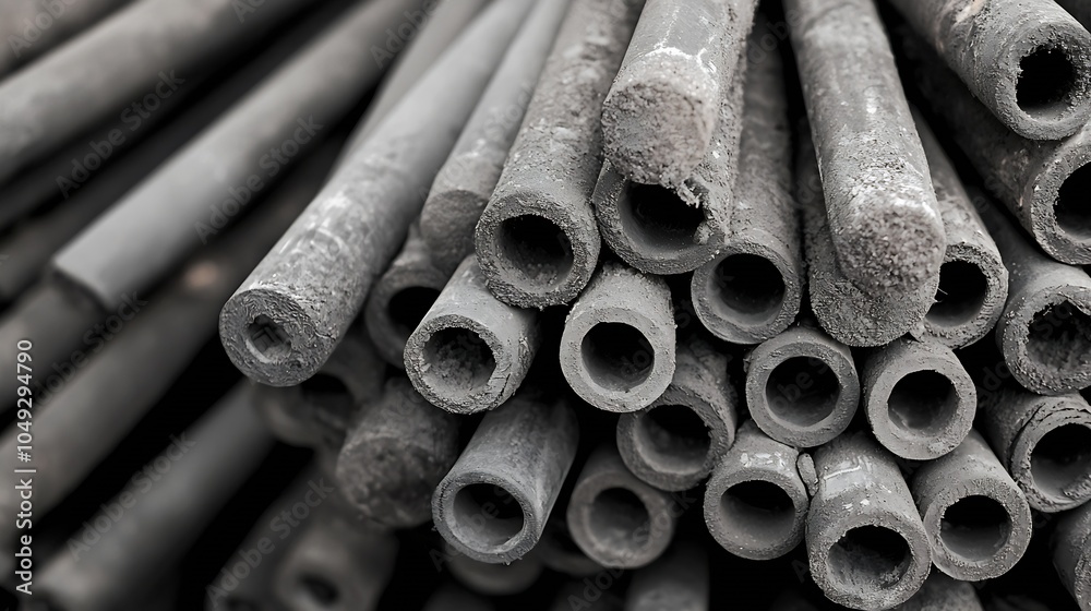 Industrial Black Rubber Laminated Pipe Assemblage Suitable for Construction Projects and Engineering : Generative AI Industrial Black Rubber Laminated Pipe Assemblage Suitable for Construction Projects and Engineering : Generative AI