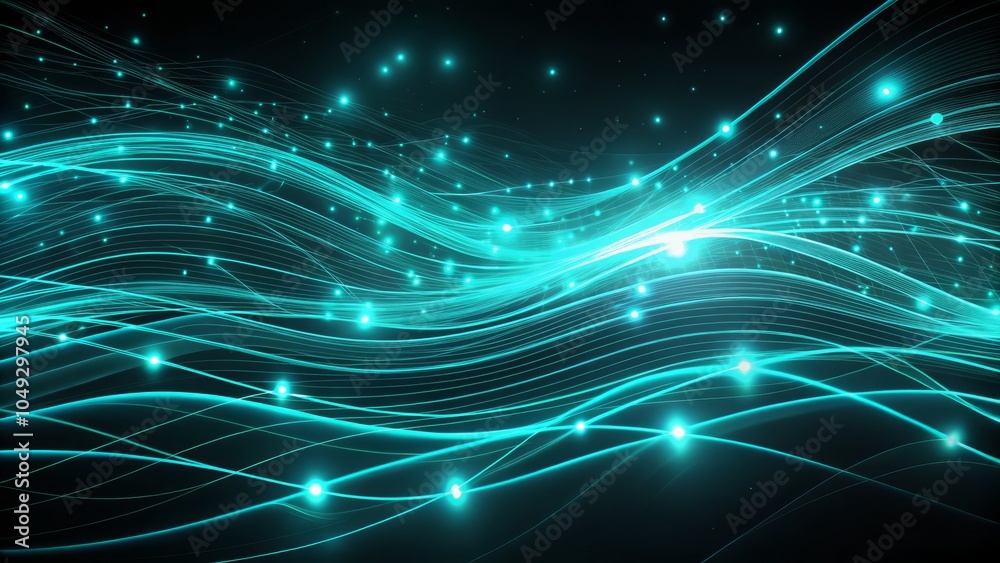 Calm Minimalistic Digital Background with Flowing Glowing Cyan and Black for Modern Designs Calm Minimalistic Digital Background with Flowing Glowing Cyan and Black for Modern Designs