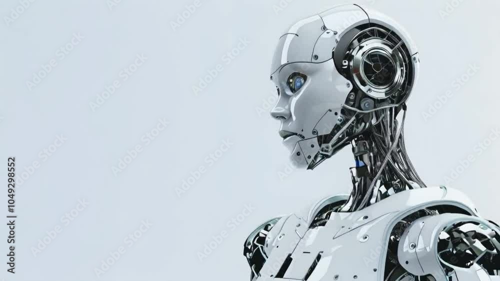 A futuristic robot head with intricate mechanical details and a sleek design. A futuristic robot head with intricate mechanical details and a sleek design.
