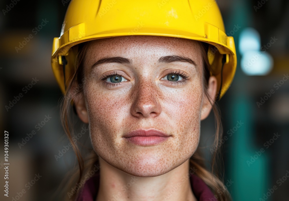 Determined construction worker with protective helmet Determined construction worker with protective helmet