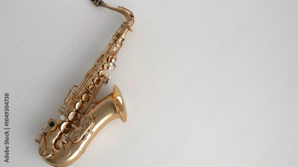 Fototapeta premium Gold-tone saxophone on a white background