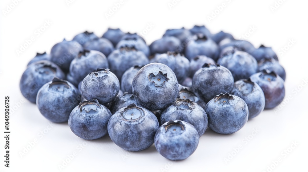 A group of blueberries arranged in a heart shape, symbolizing love for healthy eating against a clean white backdrop A group of blueberries arranged in a heart shape, symbolizing love for healthy eating against a clean white backdrop