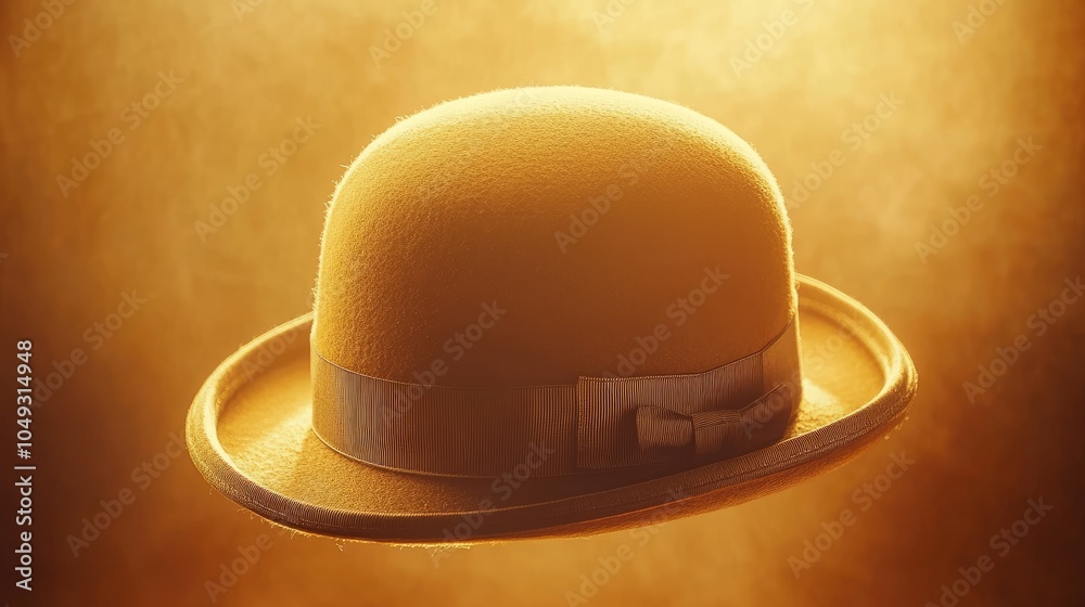 Fototapeta premium Elegant Yellow Bowler Hat on a Warm Background