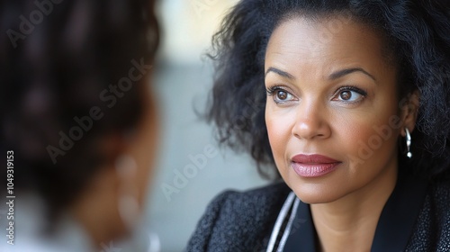 Wallpaper Mural Mature Businesswoman Listening Intently in Conversation Torontodigital.ca