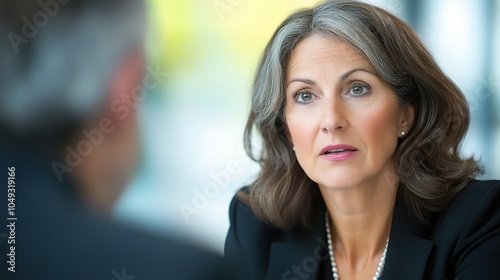 Wallpaper Mural Mature Businesswoman Listening Intently During Discussion Torontodigital.ca