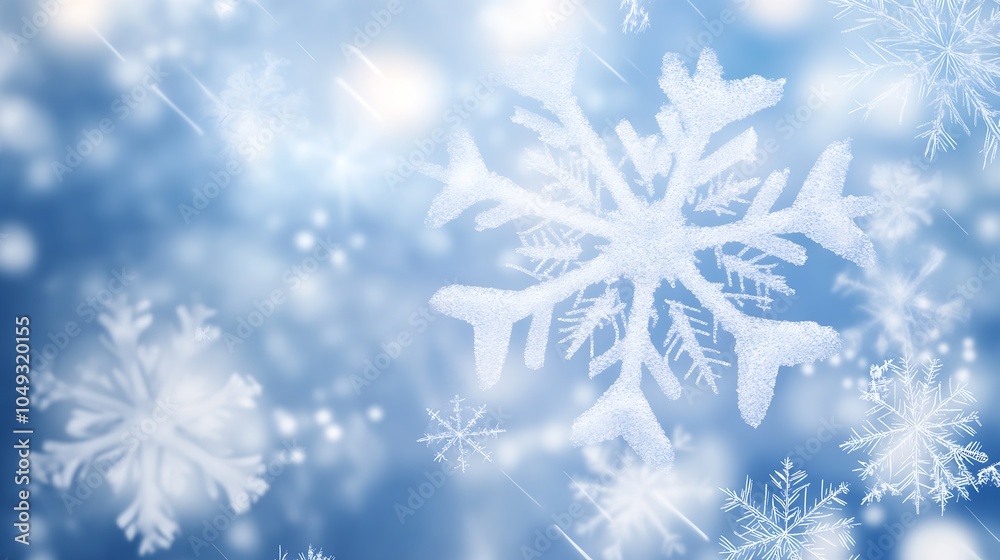 Radiant Snowflakes in Dynamic Swirls Against a Crisp Blue Winter Sky : Generative AI Radiant Snowflakes in Dynamic Swirls Against a Crisp Blue Winter Sky : Generative AI