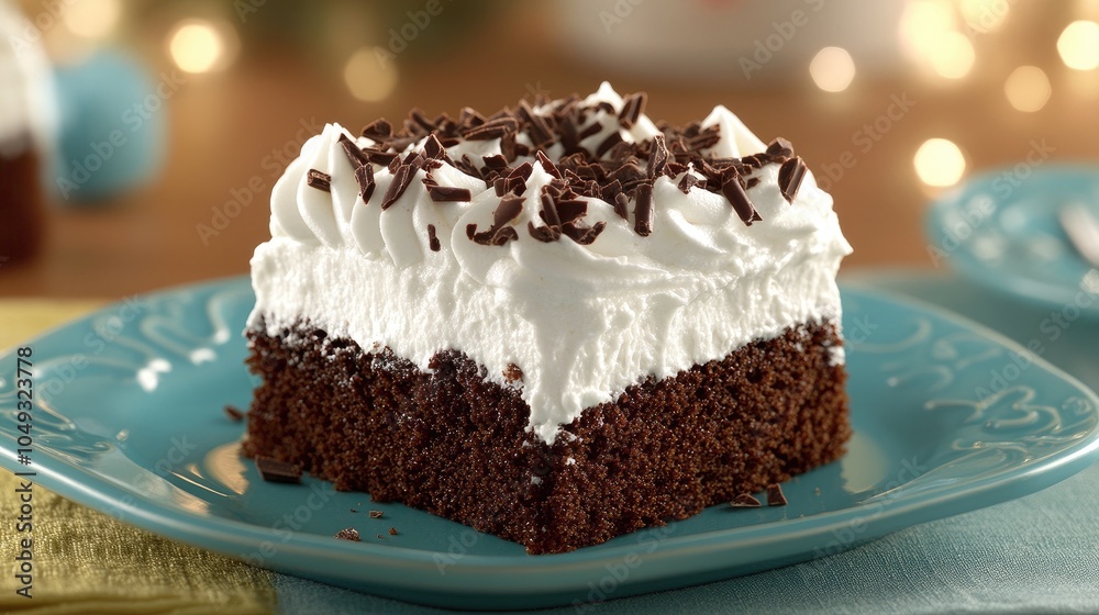 Delicious Chocolate Cake Slice with Whipped Cream Topping