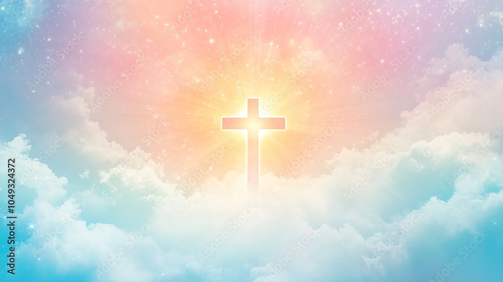 A Christian-themed vector background with soft, symbolic elements like crosses and light beams, evoking peace and spirituality A Christian-themed vector background with soft, symbolic elements like crosses and light beams, evoking peace and spirituality
