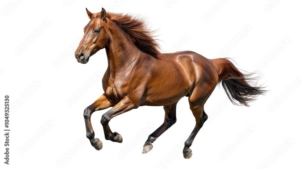 Chestnut Horse Galloping with Mane and Tail Flowing Chestnut Horse Galloping with Mane and Tail Flowing