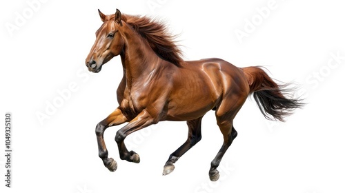 Chestnut Horse Galloping with Mane and Tail Flowing