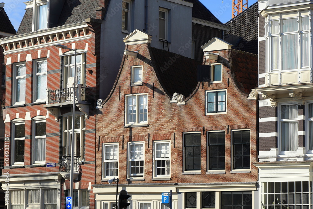 Obraz premium Amsterdam Schippersgracht Canal House Facades with Bell Gables, Netherlands