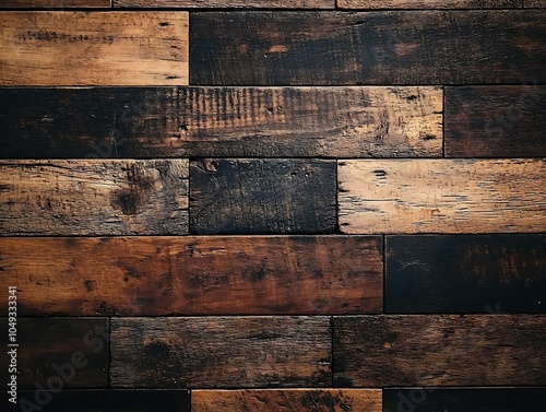 Rustic Dark Wood Panel Background for Authentic Vintage Interior Design : Generative AI photo