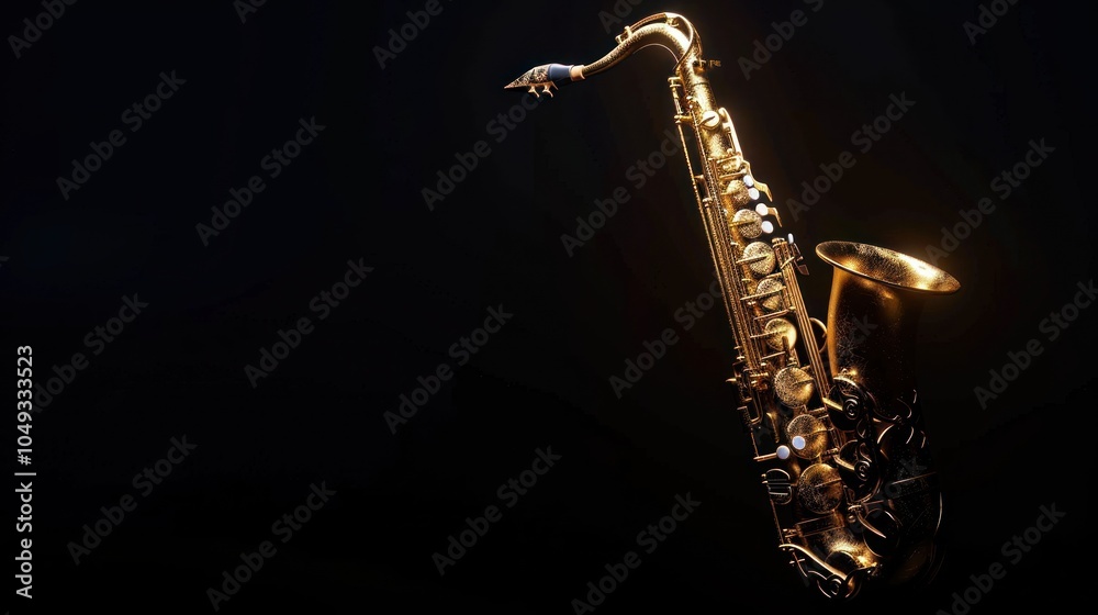 Obraz premium Golden Saxophone Isolated on a Black Background