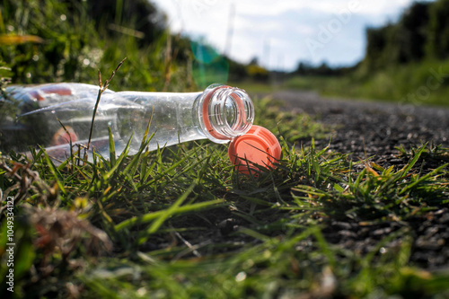 Bouteille plastique sur talus