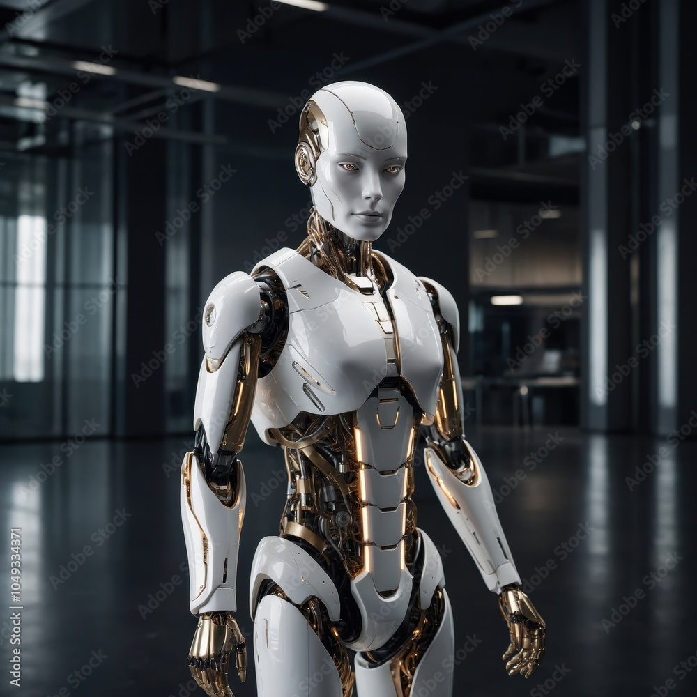 A humanoid robot designed as a future human assistant, with advanced technology, a sleek design, and a friendly, approachable appearance A humanoid robot designed as a future human assistant, with advanced technology, a sleek design, and a friendly, approachable appearance