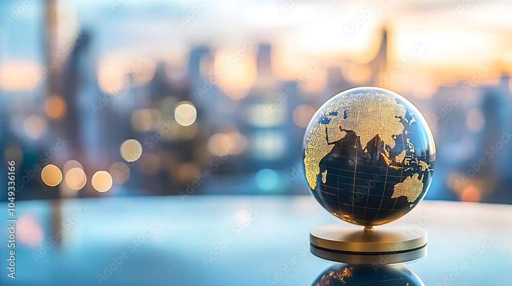 Beautiful Global View of Earth Illuminated at Night with City Lights and Bokeh Effect : Generative AI Beautiful Global View of Earth Illuminated at Night with City Lights and Bokeh Effect : Generative AI