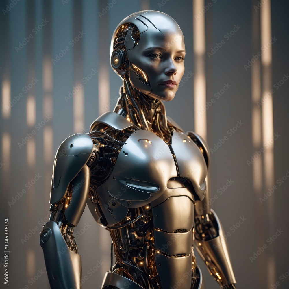 A futuristic humanoid female robot created as a helpful assistant, featuring a refined, lifelike design, advanced AI, and a warm, welcoming presence A futuristic humanoid female robot created as a helpful assistant, featuring a refined, lifelike design, advanced AI, and a warm, welcoming presence