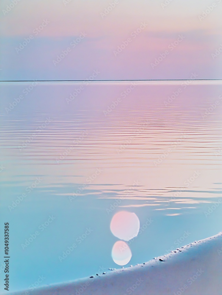 Romantic Sunrise at Quiet Beach with Gentle Pastel Hues Reflecting on Water Surface : Generative AI Romantic Sunrise at Quiet Beach with Gentle Pastel Hues Reflecting on Water Surface : Generative AI