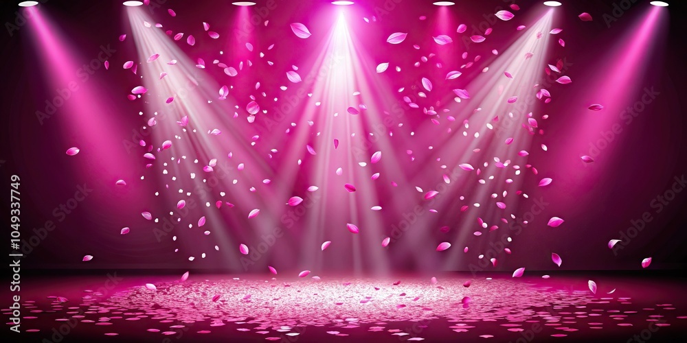 pink spotlight stage with falling petals