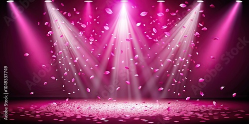 Obraz na płótnie pink spotlight stage with falling petals w salonie
