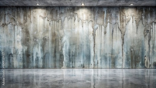 Elevated concrete wall with wet cement texture