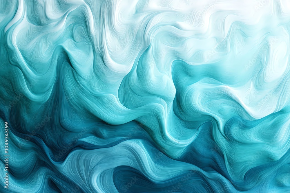 Obraz premium Vagues abstraites fluides bleu et blanc dans un style tourbillonnant